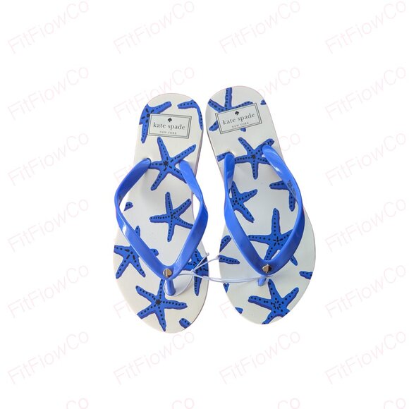 Kate Spade New York Starfish Flip Flops Blue White Women’s US 6 NWT - Picture 1 of 4